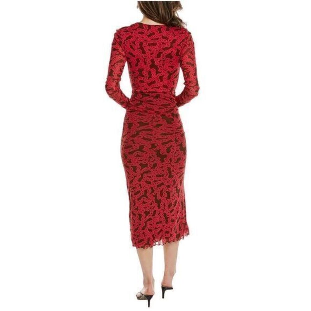 Diane Von Furstenberg Edyna Dress Midi Crawling Chain‎ Small Beet Pink Large - Picture 5 of 12